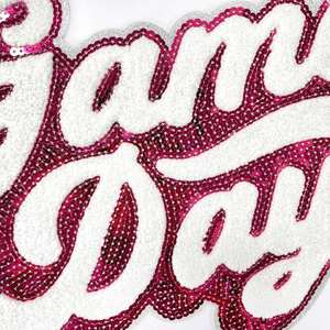 New Colorful 30cm/11.9inch Big Size <b>Iron</b> on Chenille Sequin Embroidered Gameday Sport Patch for T-shirt Hoodies - Product Image 2