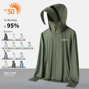Veste de protection solaire pour la pêche, à manches longues, anti-UV, en soie glacée, avec capuche, pour homme, respirante, séchage rapide, légère, vêtements de sport - Product Image 1