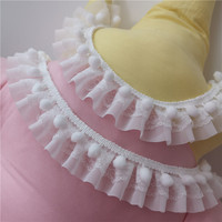 Vente en gros, pompon brodé, plis, pompon, dentelle pour bricolage, accessoires de couture, fournitures, vêtements, garniture en dentelle