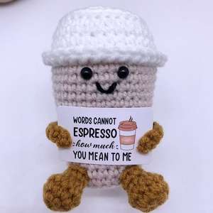 Poupée Positive Cup, jouet motivant, amigurumi fait main, décoration de bureau mignonne, <span class=keywords><strong>cadeau</strong></span> pour adultes, poupée en crochet positive - Product Image 6