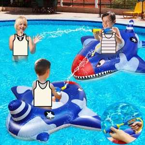 PVC Inflatable <b>Shark</b> Seat Ring 40 Inch with Water Squirt Gun Safety Seat for Kids Playing Pool <b>Toy</b> Games - Product Image 4