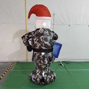 6ft Blow up Santa con Banner Iluminado Navidad Inflable Decoración Camuflaje Santa Claus Iluminado Militar Santa Claus para Césped - Product Image 5