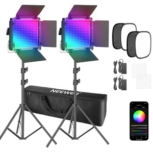 Pour <span class=keywords><strong>Neewer</strong></span> <span class=keywords><strong>660</strong></span> Pro Rgb Led Video Light, construction métallique, contrôlable par application, avec supports, boîte à lumière, sac pour photographie et streaming de jeux - Product Image 1