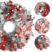 Couronne de Noël en gros avec nœud et bonbons, ornement à suspendre pour la décoration de la maison et des fêtes