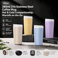 Mug isotherme OEM ODM 380 ml en acier inoxydable 316, double paroi sous vide, couvercle rabattable anti-poussière, couleur personnalisée disponible