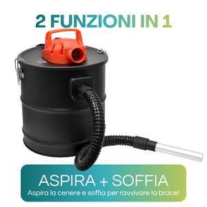 Aspirateur à cendres 20 litres, moteur 1200W avec filtre HEPA et embout en aluminium pour le nettoyage des cheminées - Product Image 2