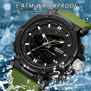 SANDA 9052 Montre électronique à double affichage tendance, montre-bracelet de sport multifonctionnelle décontractée avec fonction d'alarme - Product Image 5