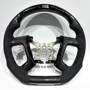 Volante de Cuero Alcántara Negro Personalizado de Fábrica con Fibra de Carbono Negra y LED para Chevrolet Silverado - Product Image 1