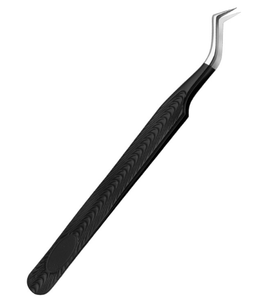 LUCKDANO Stainless Steel Eyelash Extension Tweezers – Slanted Head, High Precision, Anti-Magnetic, With Protective Case For Nail Art & Lash Application