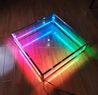 Fournitures de mariage, décoration florale, plateforme de scène en verre transparent, éclairage blanc, piste de danse LED, décoration d'événement