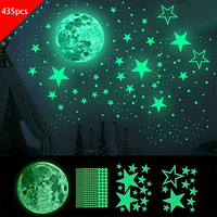 435 autocollants lumineux, étoiles de lune, points, autocollants fluorescents créatifs amovibles pour mur, brillants dans le noir