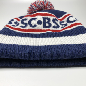 Màu Đỏ Trắng Và Màu Xanh Jacquard Thư <span class=keywords><strong>Bobble</strong></span> Mũ Tùy Chỉnh Acrylic Dệt Kim Mùa Đông Mũ Pom Pom Người Lớn Mũ Beanie Với Dệt Vá Logo - Product Image 5