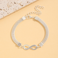 Bracelets superposés en argent, lot de 4, avec breloques en forme d'infini, de papillon et de cœur, chaînes multi-brins, cadeau