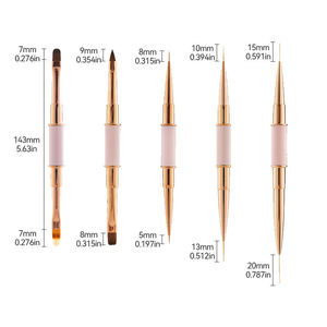 Ensemble de pinceaux à double tête rose pour la peinture au gel UV, le dessin et les kits de manucure professionnels - Product Image 3