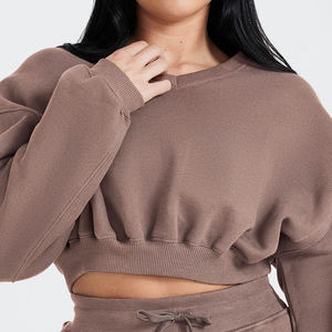Custom <strong>Women</strong> V Neck Cropped Sweatshirt Cargo Sweatpants 2 Piece <strong>Set</strong> Ribbed Hem Cotton Blend Athletic Lounge Workout Track Suits - Product Image 3