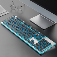 Oyuncu Mekanik Klavye ve Mouse Seti-Kablosuz RGB Işıklı USB Type-C Ultra İnce Sessiz Şık Tasarımlı Bilgisayar Çevre Birimi