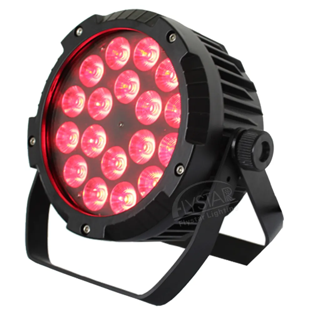 Guangzhou beautiful design 18*18W rgbwa+uv led stage light 6 in 1 flat led par 64