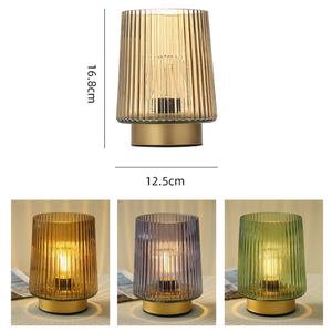 Lámpara de Mesa Europea con Pantalla de Vidrio Vertical, Luz de Ambiente Creativa para el Hogar - Product Image 4