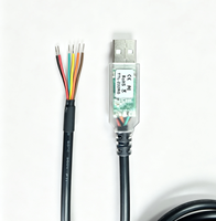 Chip FTDI TTL-232RG-VREG3V3-WE, Kabel USB ke TTL dengan Ujung Kawat, Kabel USB ke UART Mendukung Sinyal UART Level TTL +1.8V