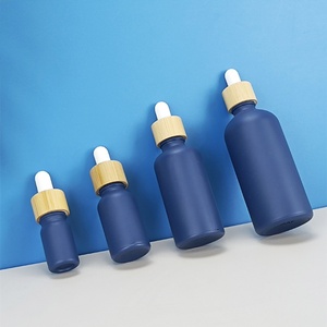 Custom Navy Blue Cosmetic Essential Oil Bottle10ml 20ml 30ml 50ml 100ml Glass Serum Dropper <b>Bottle</b> With Bamboo Cap Ring - Product Image 3