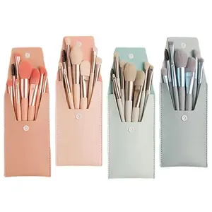 Pink Silver Luxury 8 pieces Make Up Brushes Synthetic Vegan Professional Makeup Brush Set Private Label Brochas De Maquill