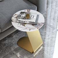 Table d'appoint moderne en métal, style luxe léger, en forme de C, petite table basse pour salon, balcon, tables d'angle rondes de loisirs