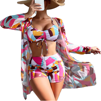 Conjunto de 3 Piezas de Traje de Baño con Logotipo Personalizado 2026, Traje de Baño para Mujer, Sexy, Cintura Alta, Talla Grande