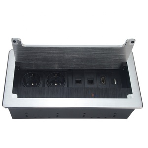 Ẩn Bảng Ổ Cắm Điện Lật Lên Bàn Chải Ổ Cắm Hợp Kim Nhôm Tabletop Ổ Cắm CE Ẩn Ổ Cắm Vào Bàn 3 Power + 2 USB Sạc - Product Image 1