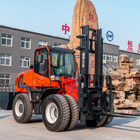 Carrello Elevatore Diesel 4WD da 6 Tonnellate per Tutti i Terreni, a Bassa Manutenzione, con Forche Rinforzate Resistenti alle Alte Temperature per Logistica Agricola/Portuale/Edilizia