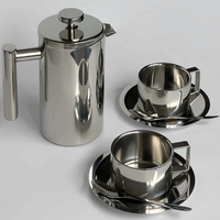 Ensemble de tasses à café en acier inoxydable pour restaurant, avec soucoupe et cuillère, pour lait, latte et expresso