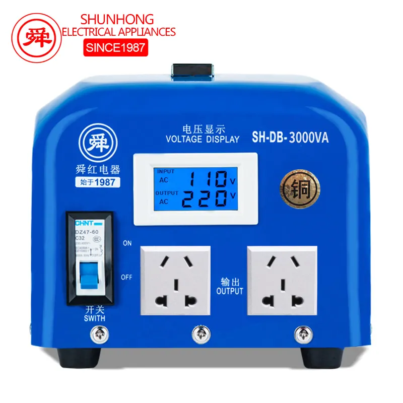 Shunhong 3000w paso transformador 110v 220v 120v 240v profesional de tipo seco transformador toroidal 3000va convertidor de voltaje