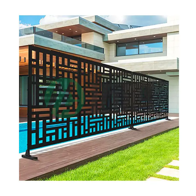 Paravent décoratif de Patio et balcon avec support, paravent de clôture en métal découpé au Laser pour décor extérieur