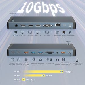 Hub USB-C 18-en-1 avec lecteur de cartes HDTV SD TF, <span class=keywords><strong>RJ45</strong></span> 1000 Mbps et <span class=keywords><strong>Thunderbolt</strong></span> <span class=keywords><strong>4</strong></span> – Station d'accueil - Product Image 5