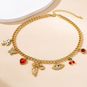 Collana con Ciondolo a Forma di Cuore, Croce, Fragola e Ciliegia alla Moda per Donne, Gioielli Estivi, Collana in Stile Coreano - Product Image 2