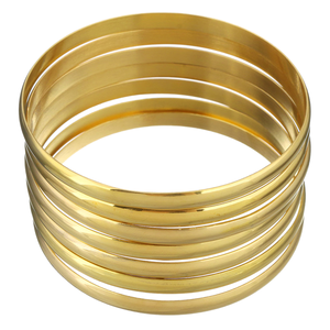 Nabest 18K Gold Plated Stainless Steel Minimalist Textured Thin <b>Bangle</b> <b>Bracelet</b> for Women Party Trendy Wholesale - Product Image 1