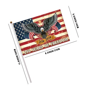 Drapeau américain vintage avec aigle, bannière de 14x21 cm, 250 ans de liberté, 1776-2026, mini-guirlande portative pour rassemblement patriotique - Product Image 3