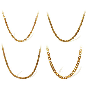 Ensemble de chaînes serpent polyvalentes en plaqué or 18 carats Colliers de superposition de cordes et de câbles en acier inoxydable texturé pour femmes Longueur personnalisable - Product Image 5