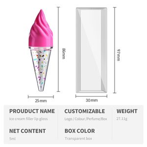 Nouveauté en promotion : Gloss à lèvres effet crème glacée, scintillant, waterproof, longue tenue, hydratant, 3 couleurs, maquillage mignon pour les lèvres - Product Image 4