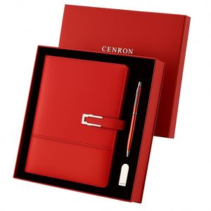 Kit de bienvenue d'entreprise moderne : Carnet A5 en PU bleu avec sangle, stylo métallique, port USB, logo d'entreprise personnalisé, livraison rapide - Product Image 2