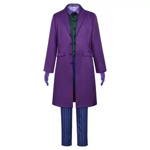 Costume da Clown di Halloween cavaliere scuro Heath Ledger Joker Costume da uomo con giacca Cosplay