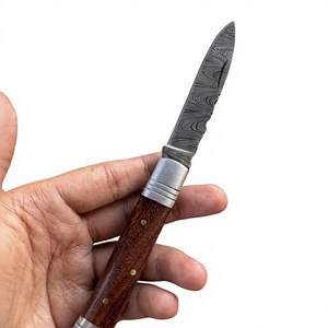 Navaja Plegable de Acero de Damasco con Mango de Madera, Alta Calidad, Multifuncional, Grado Industrial OEM, Garantía de 3 Años, para Minoristas, 59-60HRC - Product Image 1