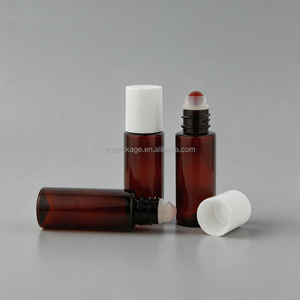 Flacone Roll-on in PET Ambrato da 15ml 20ml con Sfera in Pietra Colorata e Tappo in PP, Serigrafato per Confezionamento di Profumi e Oli Essenziali - Product Image 1