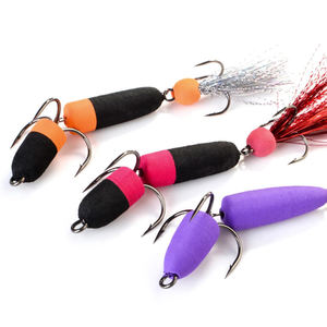 Leurre d'eau flottant basse ver appât trois crochet d'ancrage leurre appât mousse appât mousse matériau Mandarin poisson aiguillat - Product Image 5