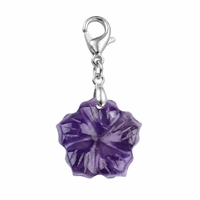 Nouveau Pendentif Fleur Sculptée à la Main en Pierre Précieuse avec Fermoir Mousqueton, Cristal Naturel, Bijou Cadeau, Vente en Gros