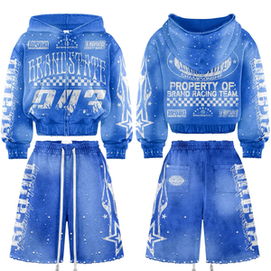 Modern Casual Wear Custom Labels and Bulk Manufacturing Service Men's Two Piece Hoodie and Shorts <b>Set</b> For Sale In Low Price - Product Image 2