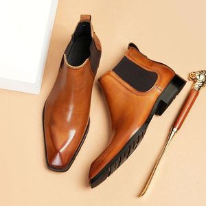 Zapatos Casuales de Alta Calidad 2025, Nuevos Zapatos de Moda Europeos para Hombre, Botas Cortas de Trabajo con Suela Gruesa, Zapatos de Cuero Vacuno - Product Image 5