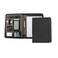 Porte-documents de présentation personnalisé en cuir PU format A4 avec impression UV, support de téléphone intégré et fonction signature