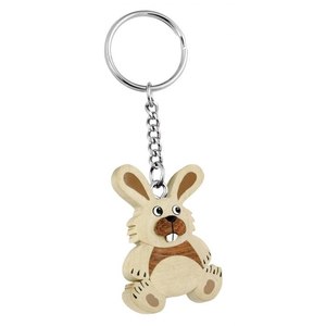 Portachiavi in legno a forma di coniglio, mini ciondolo a forma di animale, carino, per bambini e adulti - Product Image 1