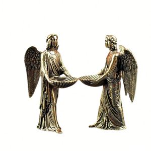 Petite figurine d'ange en métal, statue d'ange en laiton de style religieux pour la décoration de la maison et les cadeaux - Product Image 5