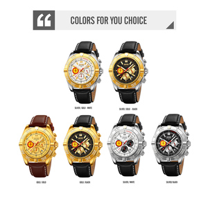 Reloj cronógrafo redondo para hombre, correa de cuero de lujo, reloj de cuarzo resistente al agua 30M, relojes al por mayor - Product Image 3